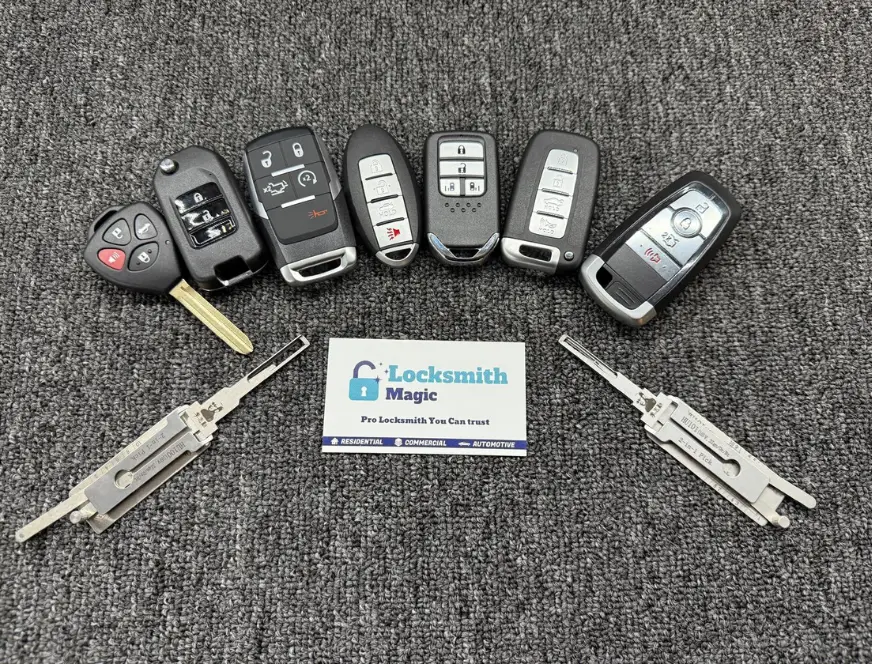 Automotive locksmith programming car key in San Diego